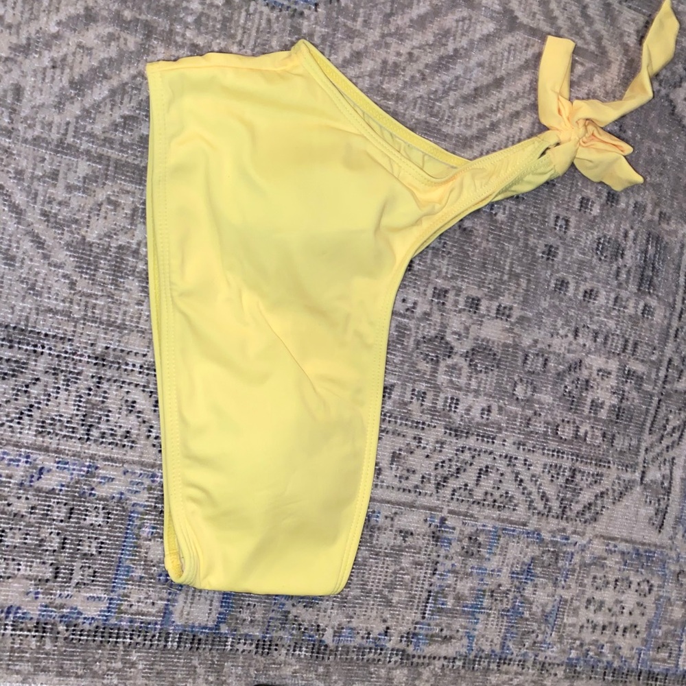 One shoulder yellow bikini top